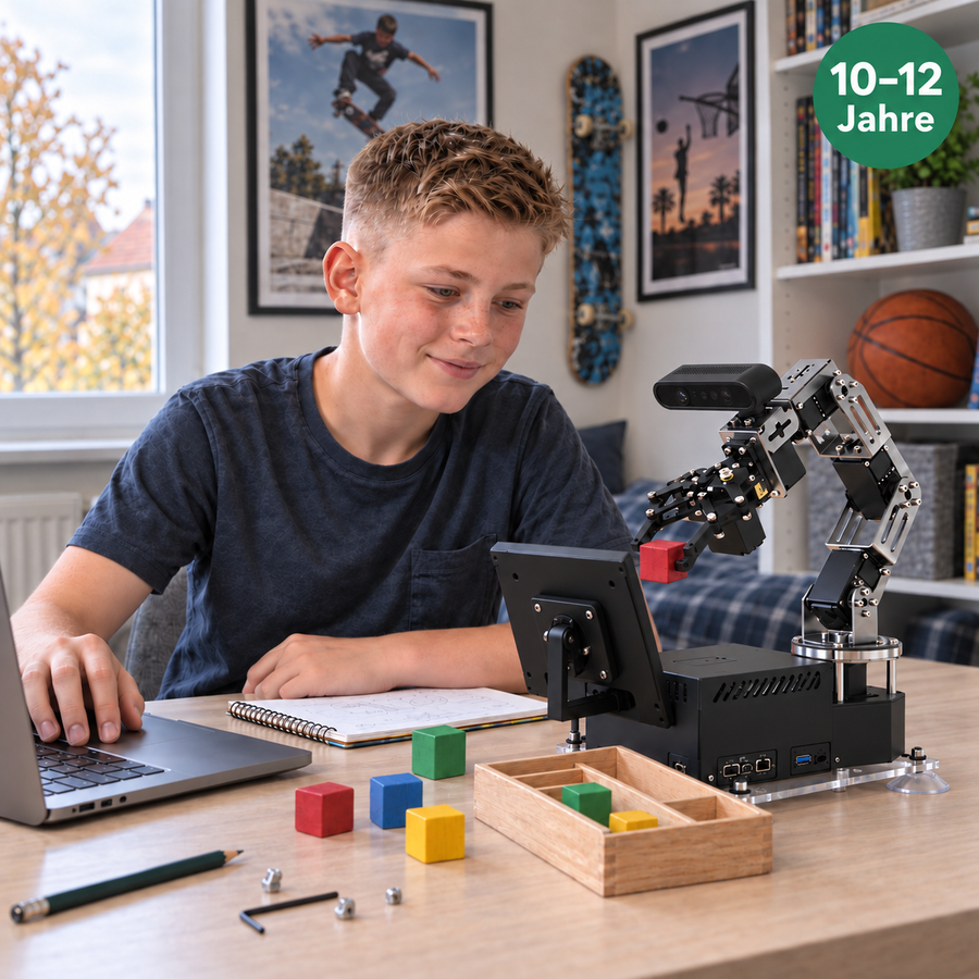 Robotik für 10–12 Jahre: Junge mit Yahboom DOFBOT Ultra
